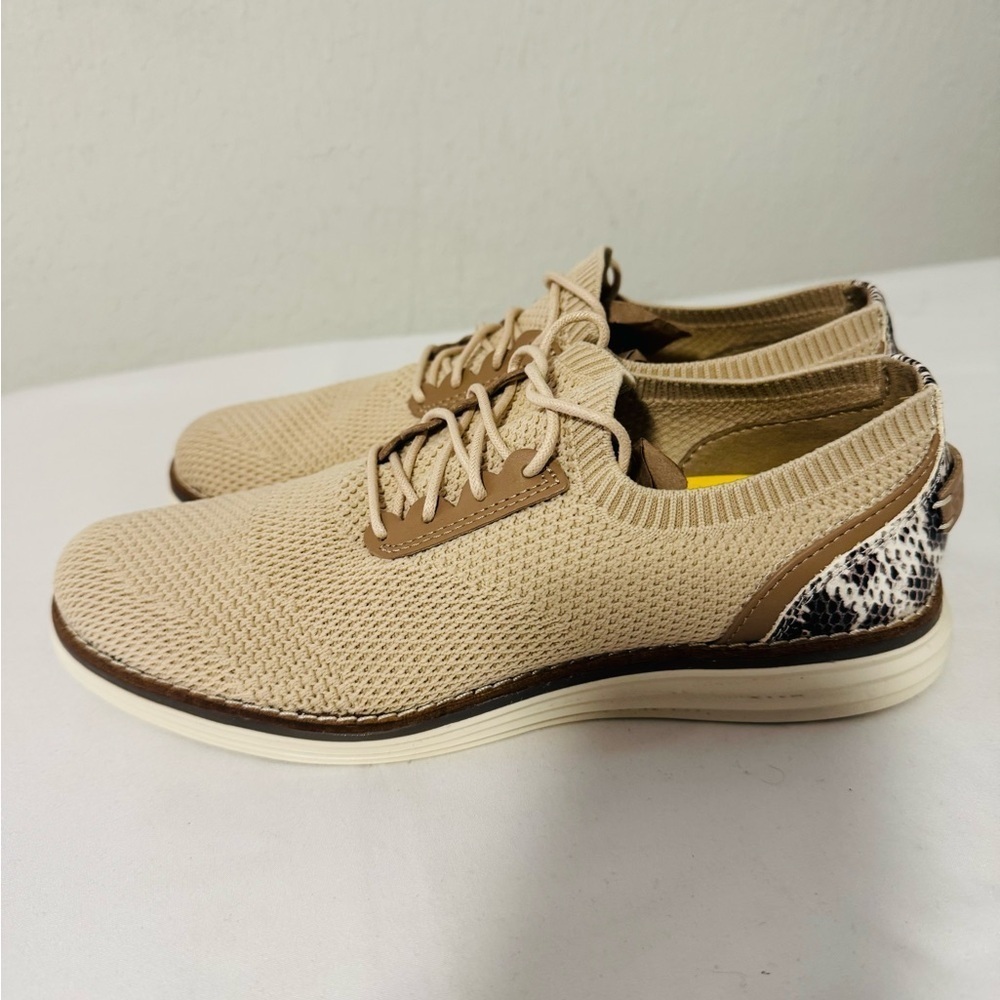 Cole Haan OriginalGrand Size 7B Meridian Oxford Snakeskin Heel Accent Beige EUC
